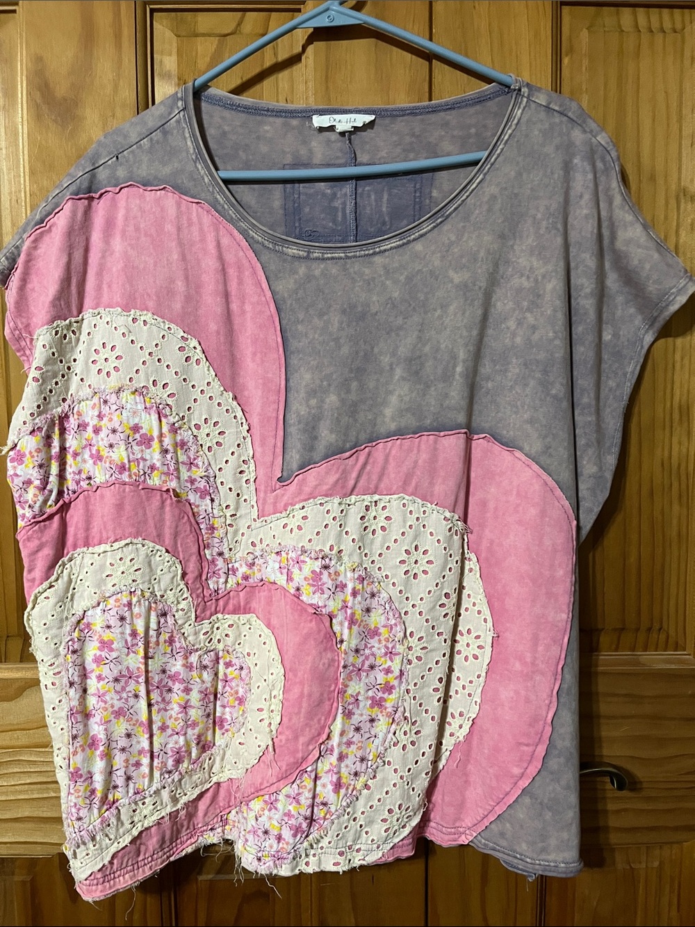 Oli & Hali Pink & Gray Heart Patchwork Tunic